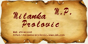Milanka Prolović vizit kartica